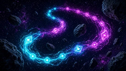 Serpiente espacial comiendo núcleos en Astro Snake